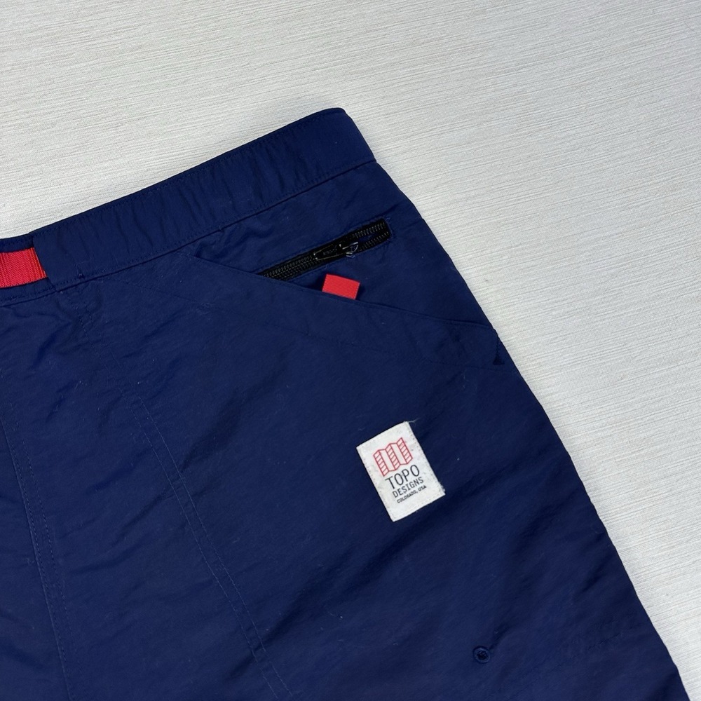Topo Designs Mountain Shorts Belted Rip Stop Men L Blue Hiking Camping Huckberry - Picture 9 of 9